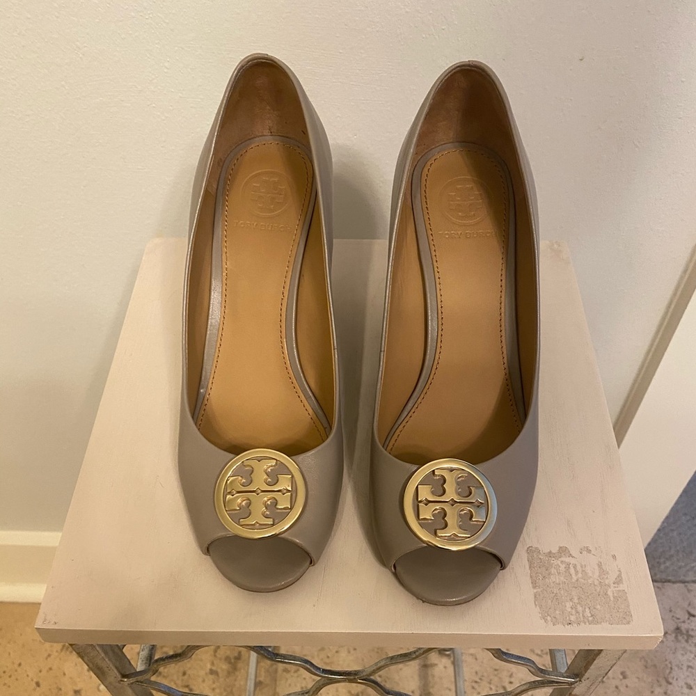 New Tory Burch Peep Toe Wedges
